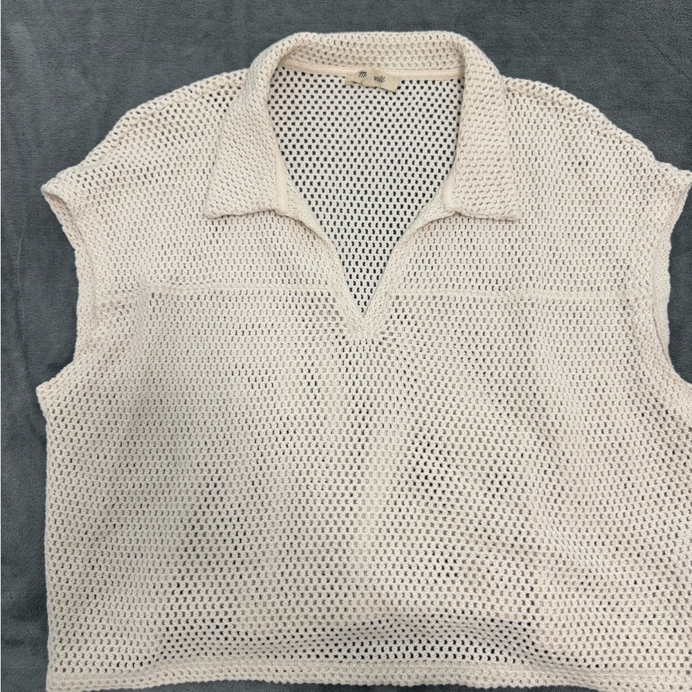 Madewell Cream Knit Collared Top